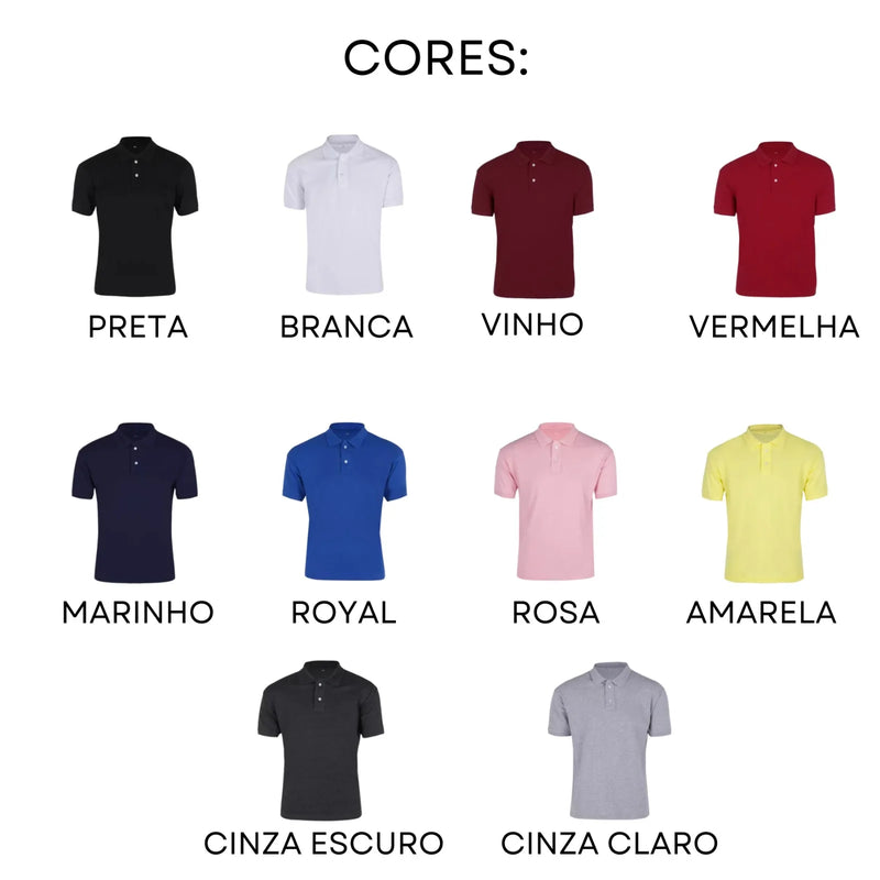 KIT 3 CAMISAS GOLA POLO BASICA ALGODÃO PIQUET PLUS SIZE