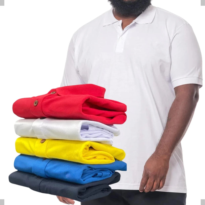 KIT 3 CAMISAS GOLA POLO BASICA ALGODÃO PIQUET PLUS SIZE